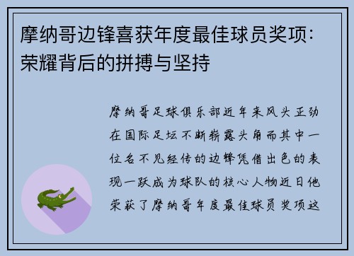 摩纳哥边锋喜获年度最佳球员奖项:荣耀背后的拼搏与坚持