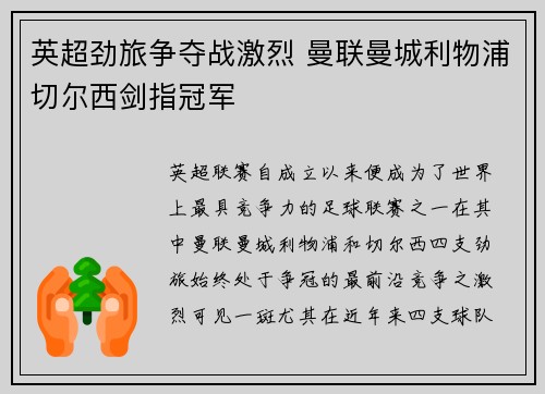 英超劲旅争夺战激烈 曼联曼城利物浦切尔西剑指冠军